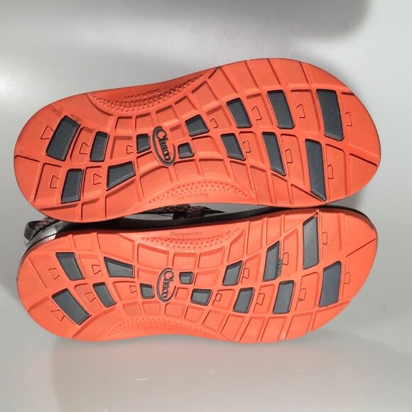 CHACO Kid's Adjustable Strap Padded Eclipse Hiking Sandals Black/Orange Size 5 - Picture 6 of 10